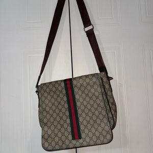 Gucci Beige and Brown Messenger Bag